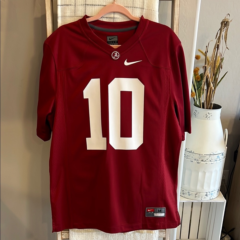 Nike Alabama Football Jersey with Number 10 and Mesh Texture